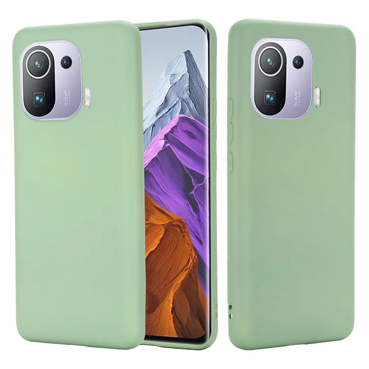 Capa de Telefone de Silicone Líquido Macio Com Alça Prática Para Xiaomi Mi 11 Pro - Verde