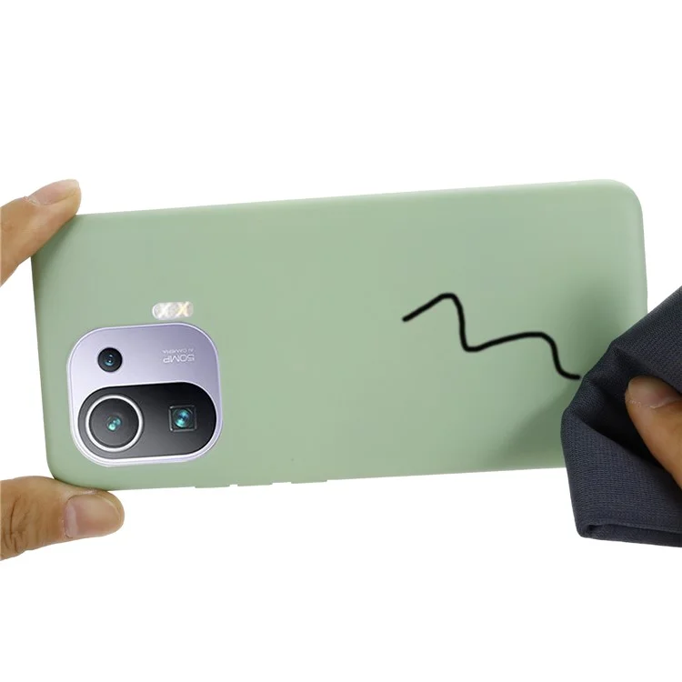Capa de Telefone de Silicone Líquido Macio Com Alça Prática Para Xiaomi Mi 11 Pro - Verde