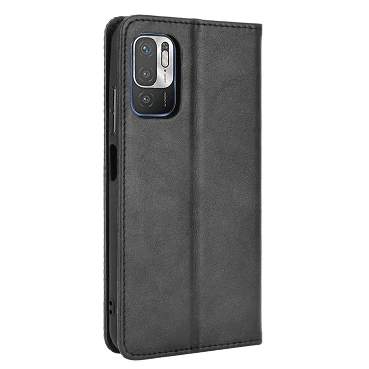 Custodia per portafoglio con chiusura magnetica in stile vintage per Xiaomi Redmi Note 10 5G/Poco M3 Pro 5G/4G - Nero