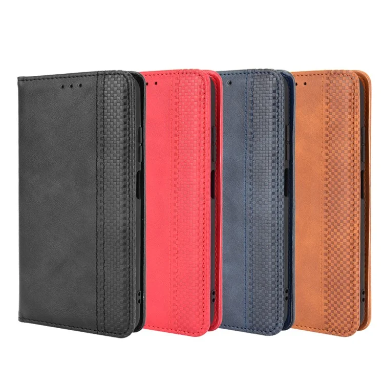 Custodia per portafoglio con chiusura magnetica in stile vintage per Xiaomi Redmi Note 10 5G/Poco M3 Pro 5G/4G - Nero