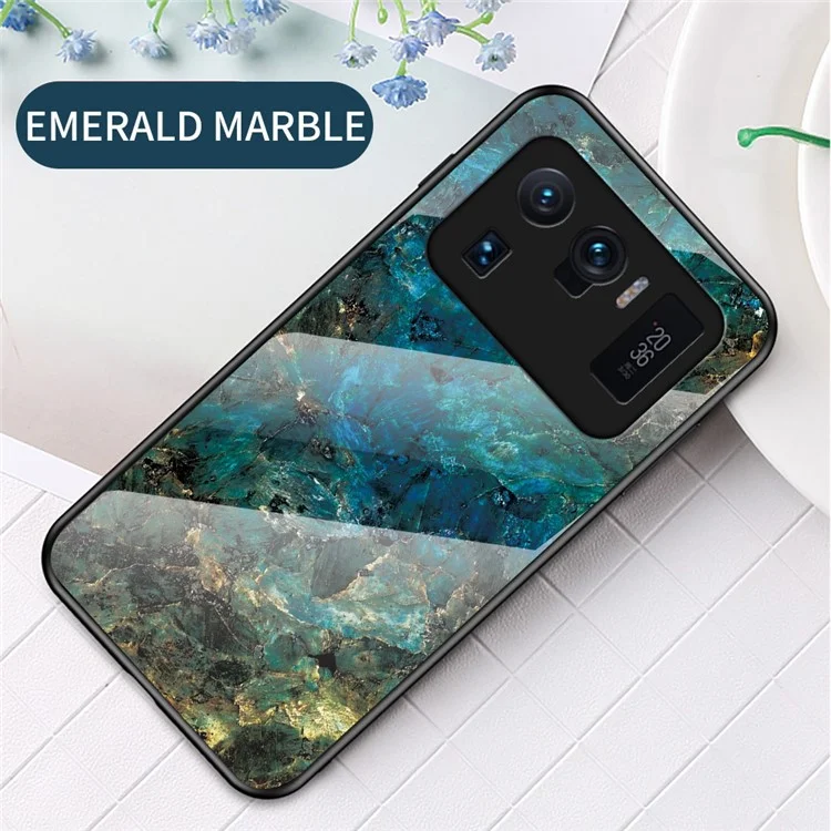 Anti-Scratch Well-Protected Marbling Pattern Design Tempered Glass Cell Phone Cover for Xiaomi Mi 11 Ultra - Emerald Marble