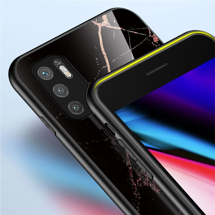 Custodia per Telefono Cellulare in Vetro Temperato con Disegno a Motivi Marmorizzati Antiscivolo per Xiaomi Redmi Note 10 5G/Poco M3 Pro 4G/Poco M3 Pro 5G - Marmo Rosso Sangue