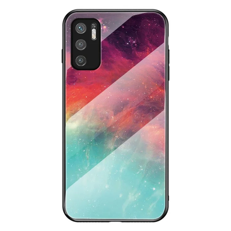 Custodia ibrida per telefono con copertura in vetro temperato anti-graffio con motivo cielo stellato per Xiaomi Redmi Note 10 5G/Poco M3 Pro 4G/Poco M3 Pro 5G - Colore Sky