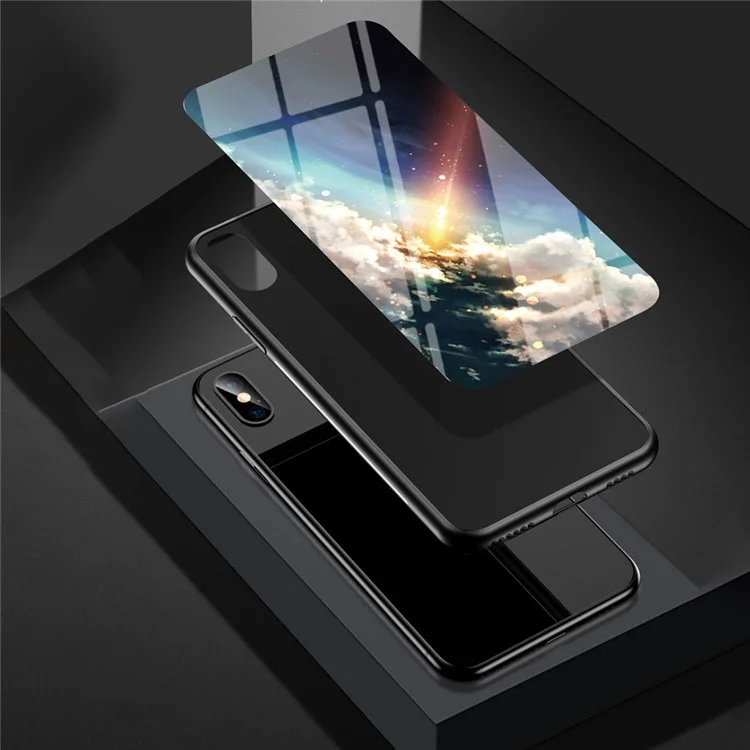 Custodia ibrida per telefono con copertura in vetro temperato anti-graffio con motivo cielo stellato per Xiaomi Redmi Note 10 5G/Poco M3 Pro 4G/Poco M3 Pro 5G - Colore Sky
