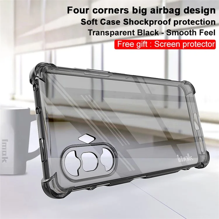 IMAK Capa de TPU Flexível Transparente com Protetor de Tela de Alta Transparência à Prova de Choques para Xiaomi Redmi K40 Gaming - Preto Transparente