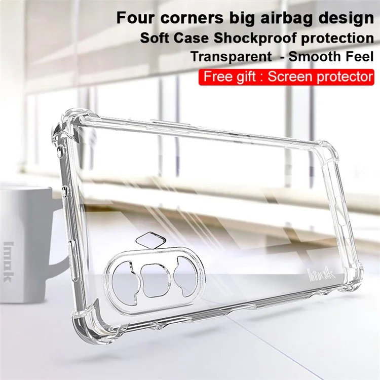 IMAK Full-Coverage Shock-Proof Sheer Flexible TPU Case with High Transparency Screen Protector for Xiaomi Redmi K40 Gaming - Transparent