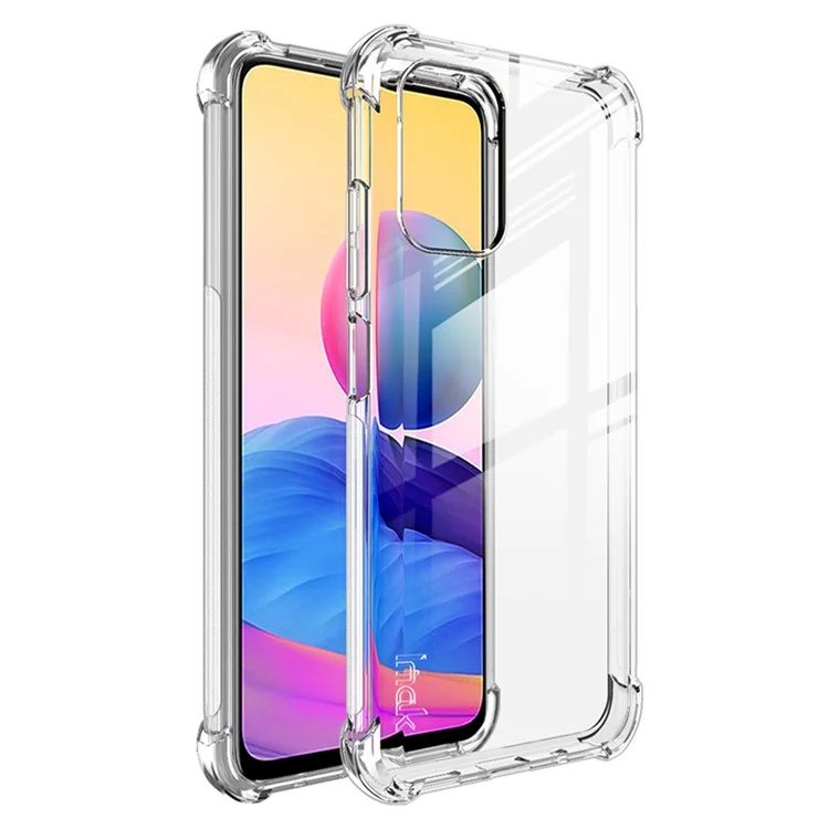 IMAK Shock-Proof Flexible TPU Case with High Transparency Screen Protector for Xiaomi Redmi Note 10 4G / Note 10S / Poco M5s 4G - Transparent