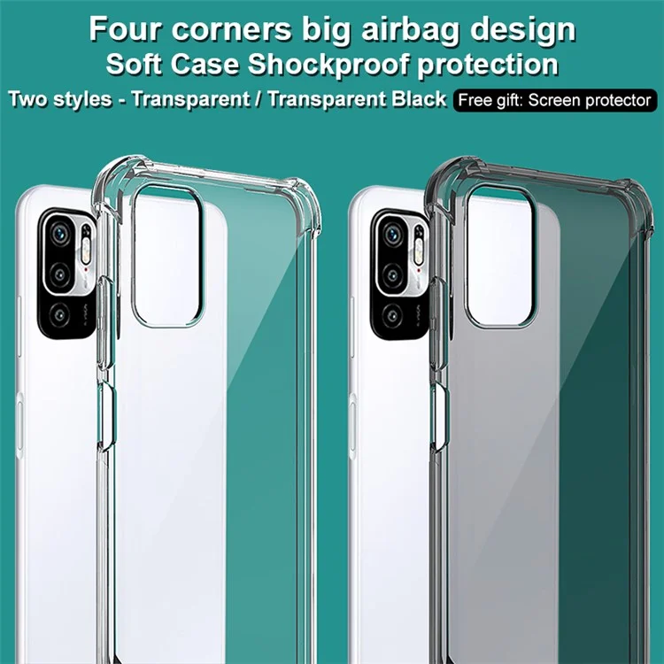 IMAK Custodia Flessibile TPU Antiurto con Protezione dello Schermo ad Alta Trasparenza per Xiaomi Redmi Note 10 5G/Poco M3 Pro 4G/5G - Trasparente