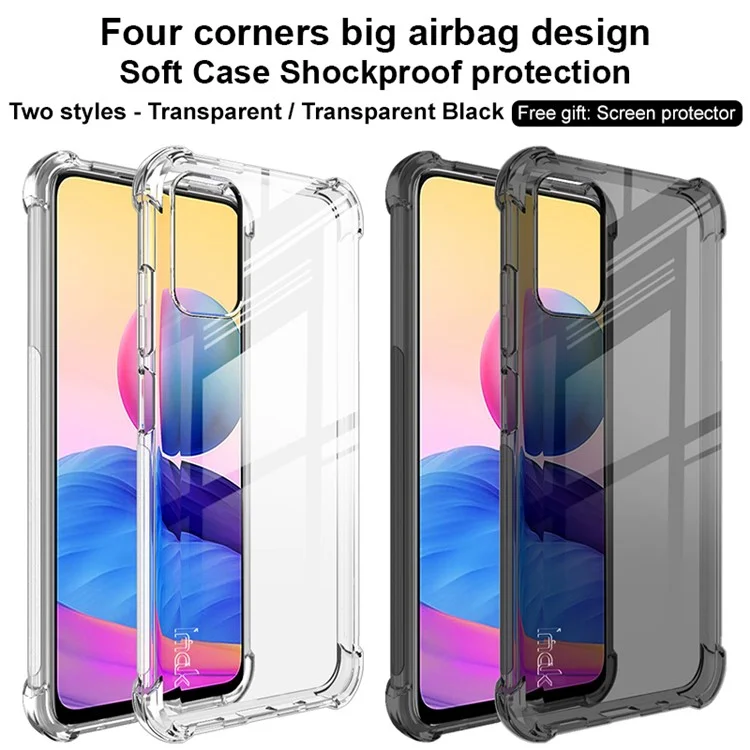 IMAK Custodia Flessibile TPU Antiurto con Protezione dello Schermo ad Alta Trasparenza per Xiaomi Redmi Note 10 5G/Poco M3 Pro 4G/5G - Trasparente