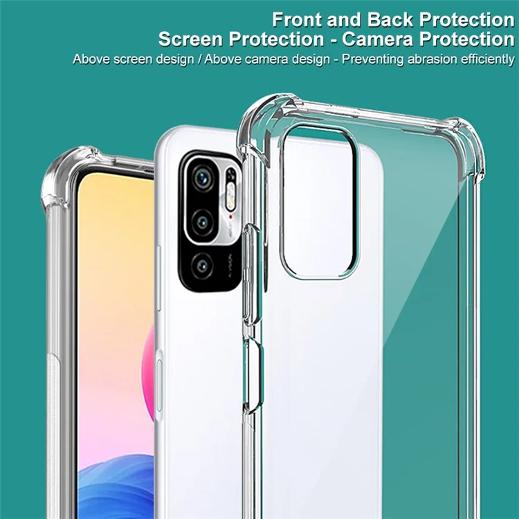 IMAK Custodia Flessibile TPU Antiurto con Protezione dello Schermo ad Alta Trasparenza per Xiaomi Redmi Note 10 5G/Poco M3 Pro 4G/5G - Trasparente