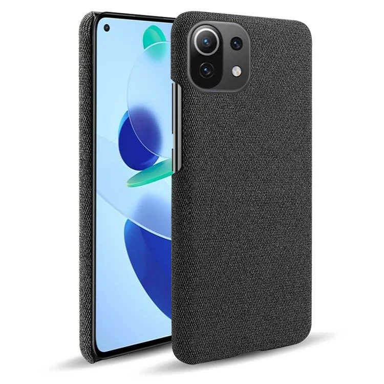 Étui en plastique à dos texturé en tissu pour Xiaomi Mi 11 Lite 4G / 5G / 11 Lite 5G NE - Noir