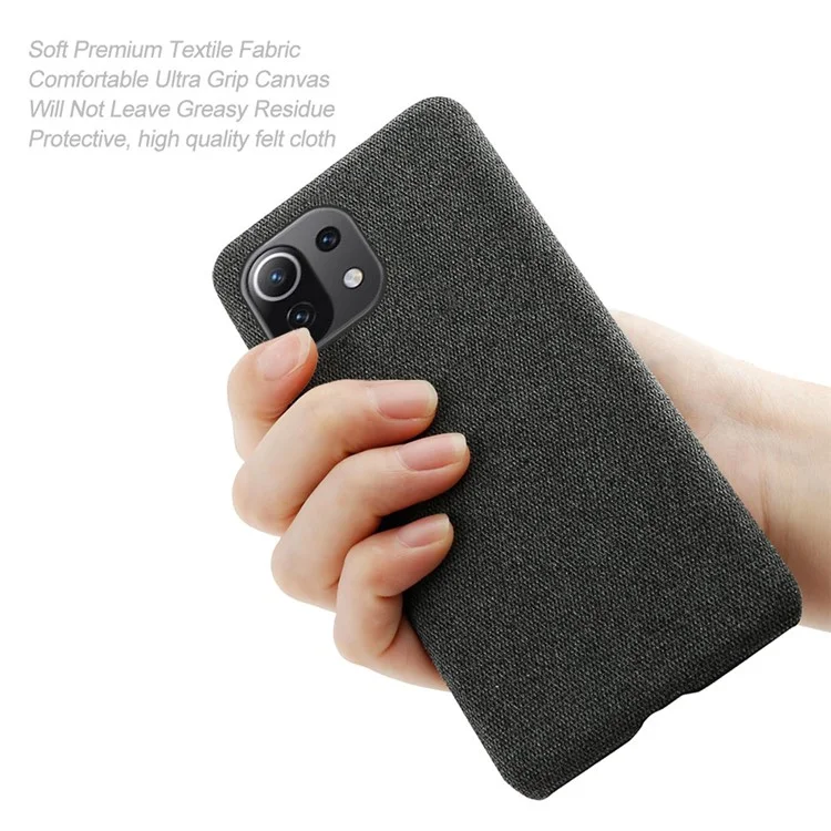 Texture en Tissu Case de Dos en Plastique Pour Xiaomi Mi 11 Lite 4G / 5g / 11 Lite 5G NE - le Noir