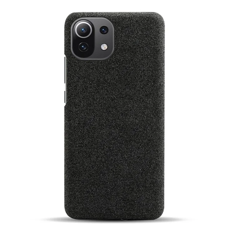 Étui en plastique à dos texturé en tissu pour Xiaomi Mi 11 Lite 4G / 5G / 11 Lite 5G NE - Noir