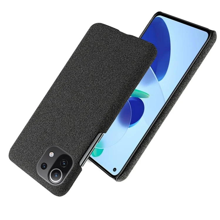 Étui en plastique à dos texturé en tissu pour Xiaomi Mi 11 Lite 4G / 5G / 11 Lite 5G NE - Noir