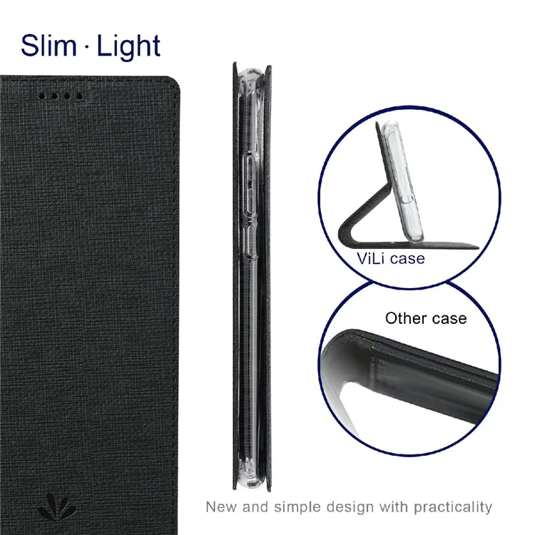 VILI DMX Serie Kartenetui Leder Schutzhülle mit Ständer für Xiaomi Mi 11 Ultra - Schwarz