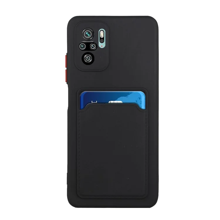 Capa de Capa de Telefone TPU Suave Com Slot de Cartão Para Xiaomi Redmi Nota 10 4G/Redmi Nota 10s - Preto