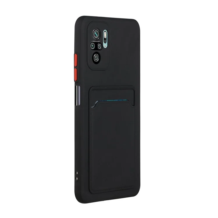 Capa de Capa de Telefone TPU Suave Com Slot de Cartão Para Xiaomi Redmi Nota 10 4G/Redmi Nota 10s - Preto