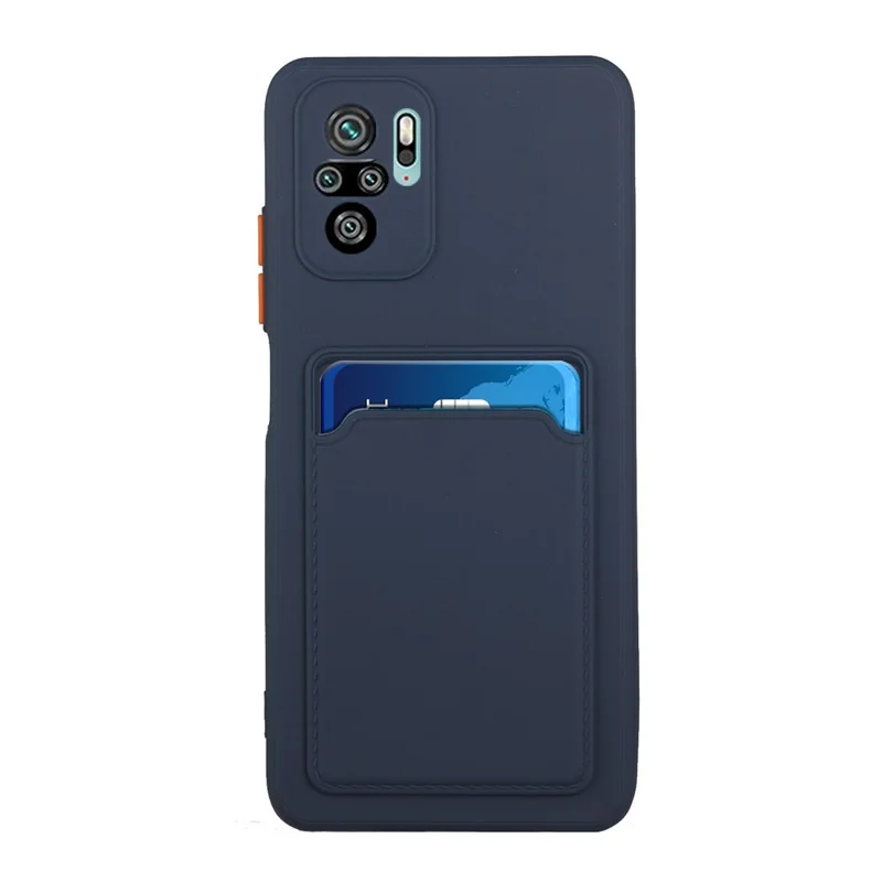 Soft TPU Phone Case Cover with Card Slot for Xiaomi Redmi Note 10 4G / Redmi Note 10S / Poco M5s 4G - Dark Blue