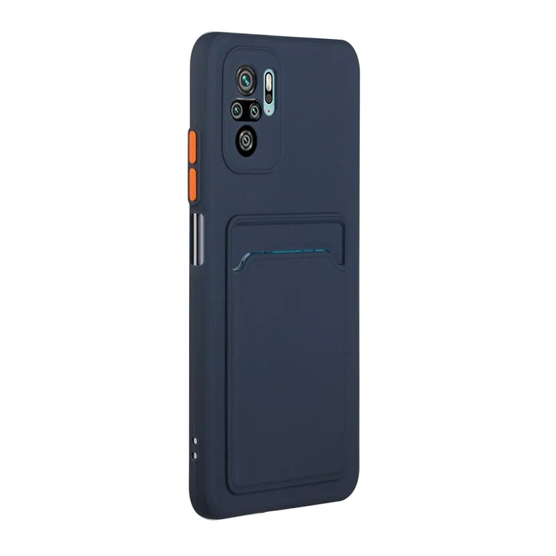 Soft TPU Phone Case Cover with Card Slot for Xiaomi Redmi Note 10 4G / Redmi Note 10S / Poco M5s 4G - Dark Blue