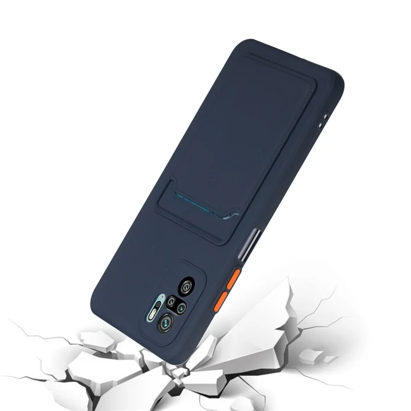 Soft TPU Phone Case Cover with Card Slot for Xiaomi Redmi Note 10 4G / Redmi Note 10S / Poco M5s 4G - Dark Blue