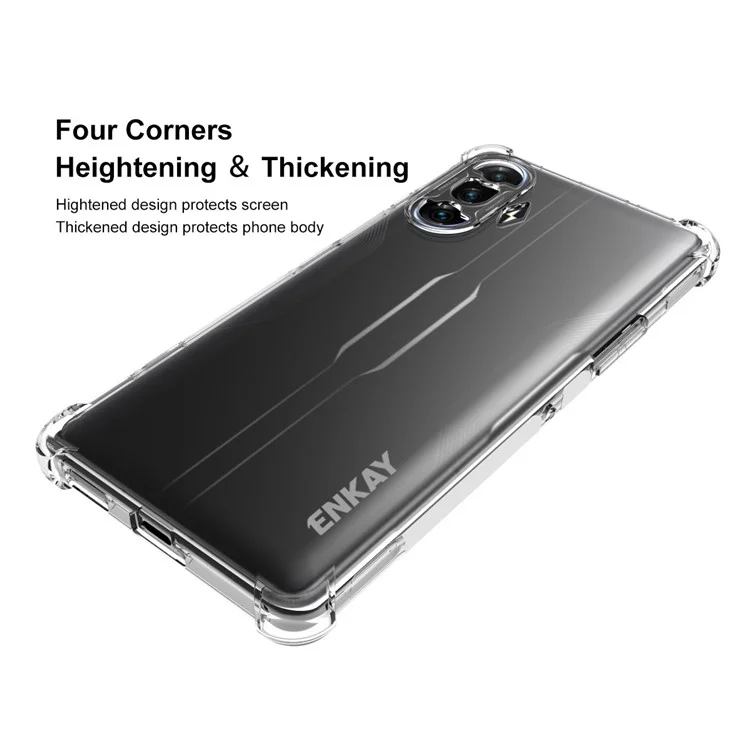 Enkay Hat Prince 4 Corners Espessados ​​anti-deslizamento Transparente TPU Capa de Capa de Telefone Para Xiaomi Redmi K40 Gaming