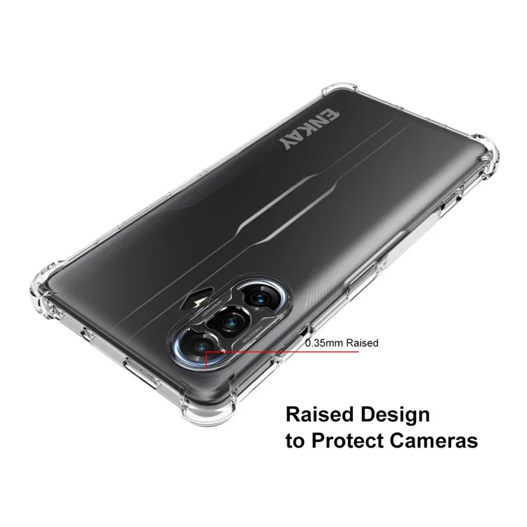 Enkay Hat Prince 4 Corners Espessados ​​anti-deslizamento Transparente TPU Capa de Capa de Telefone Para Xiaomi Redmi K40 Gaming