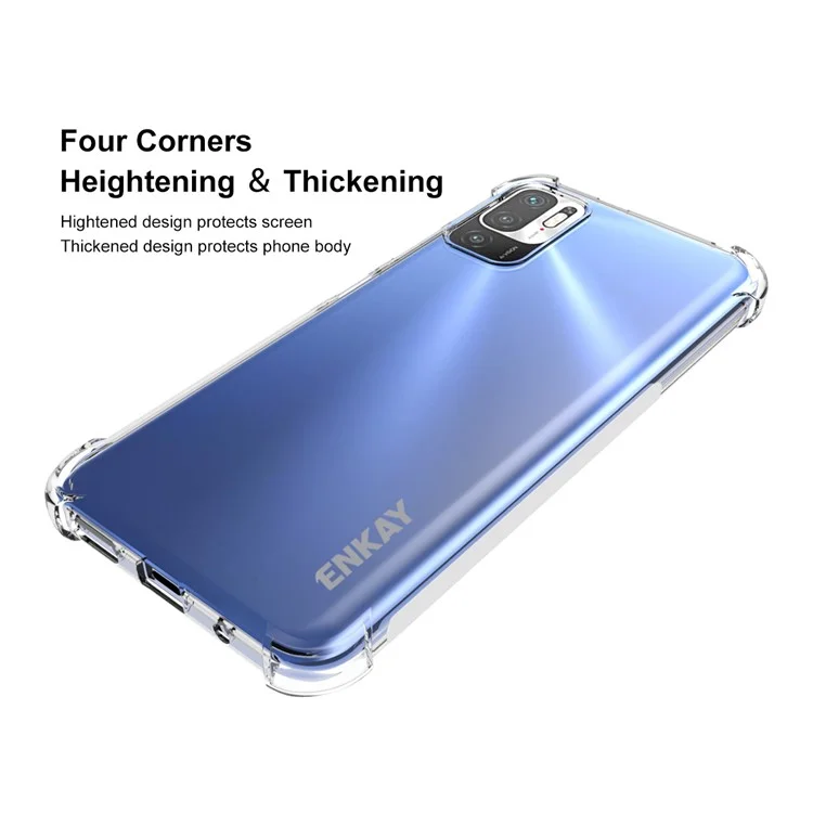Enkay-hut Prinz Anti-schlupf-streifen-design 4 Ecken Verdicken Airbag Flexible Transparente Tpu-abdeckungsfall Für Xiaomi Redmi Anmerkung 10 5G/Poco M3 Pro 4G/Poco M3 Pro 5g