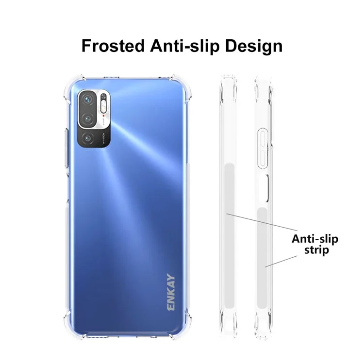Enkay-hut Prinz Anti-schlupf-streifen-design 4 Ecken Verdicken Airbag Flexible Transparente Tpu-abdeckungsfall Für Xiaomi Redmi Anmerkung 10 5G/Poco M3 Pro 4G/Poco M3 Pro 5g