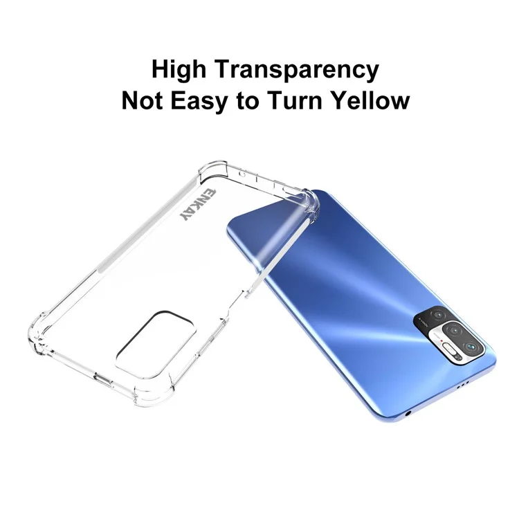 Enkay-hut Prinz Anti-schlupf-streifen-design 4 Ecken Verdicken Airbag Flexible Transparente Tpu-abdeckungsfall Für Xiaomi Redmi Anmerkung 10 5G/Poco M3 Pro 4G/Poco M3 Pro 5g