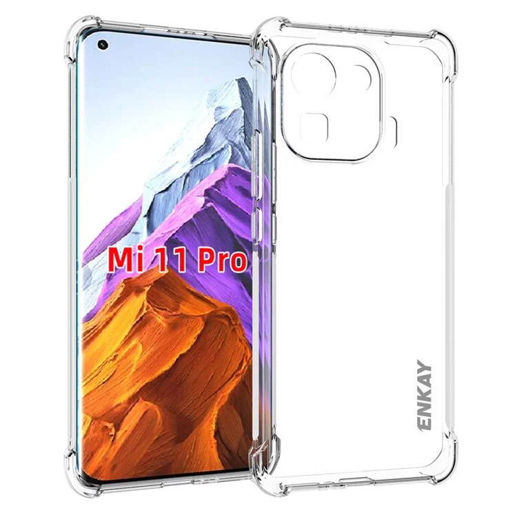 Enkay Hat Hat Prince Transparent TPU Casel Chart Caso Capa Com Faixa Anti-slip Para Xiaomi Mi 11 Pro