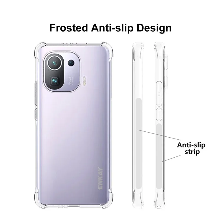 Enkay Hat Hat Prince Transparent TPU Casel Chart Caso Capa Com Faixa Anti-slip Para Xiaomi Mi 11 Pro