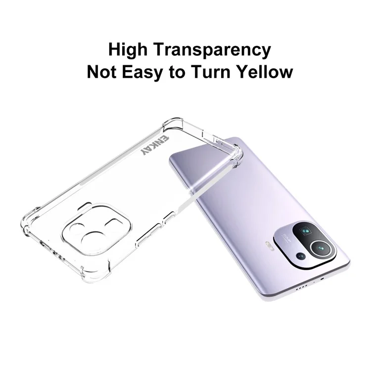 Enkay Hat Hat Prince Transparent TPU Casel Chart Caso Capa Com Faixa Anti-slip Para Xiaomi Mi 11 Pro