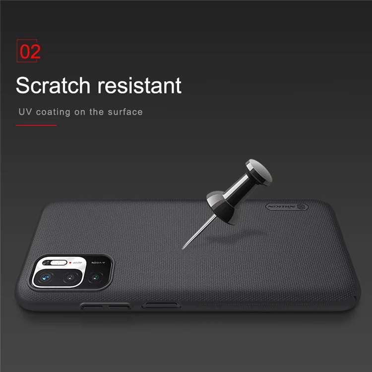 NILLKIN Super Frosted Shield Series Matte Surface PC Phone Cover Case for Xiaomi Redmi Note 10 5G/Poco M3 Pro 4G/Poco M3 Pro 5G - Red