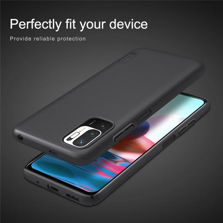 NILLKIN Super Frosted Shield Series Matte Surface PC Phone Cover Case for Xiaomi Redmi Note 10 5G/Poco M3 Pro 4G/Poco M3 Pro 5G - Red