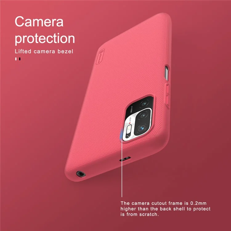 NILLKIN Super Frosted Shield Series Matte Surface PC Phone Cover Case for Xiaomi Redmi Note 10 5G/Poco M3 Pro 4G/Poco M3 Pro 5G - Red