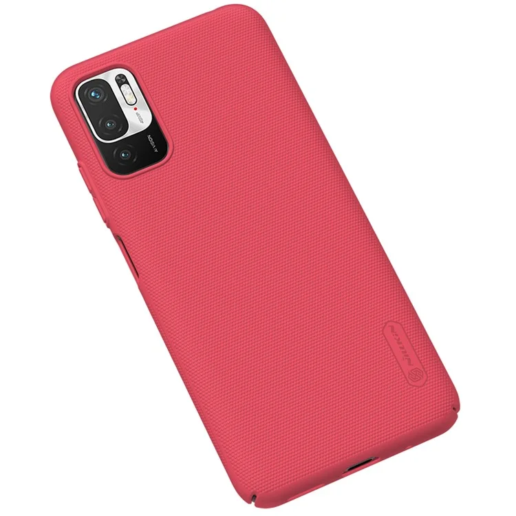 NILLKIN Super Frosted Shield Series Matte Surface PC Phone Cover Case for Xiaomi Redmi Note 10 5G/Poco M3 Pro 4G/Poco M3 Pro 5G - Red