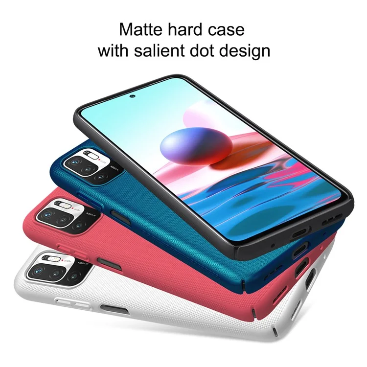 NILLKIN Super Frosted Shield Series Matte Surface PC Phone Cover Case for Xiaomi Redmi Note 10 5G/Poco M3 Pro 4G/Poco M3 Pro 5G - Red