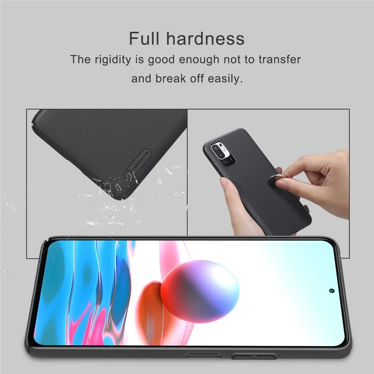NILLKIN Super Frosted Shield Series Matte Surface PC Phone Cover Case for Xiaomi Redmi Note 10 5G/Poco M3 Pro 4G/Poco M3 Pro 5G - Red