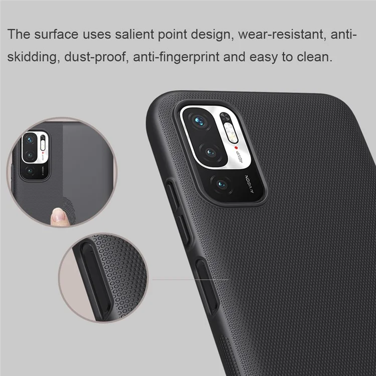 NILLKIN Super Frosted Shield Series Matte Surface PC Phone Cover Case for Xiaomi Redmi Note 10 5G/Poco M3 Pro 4G/Poco M3 Pro 5G - Red