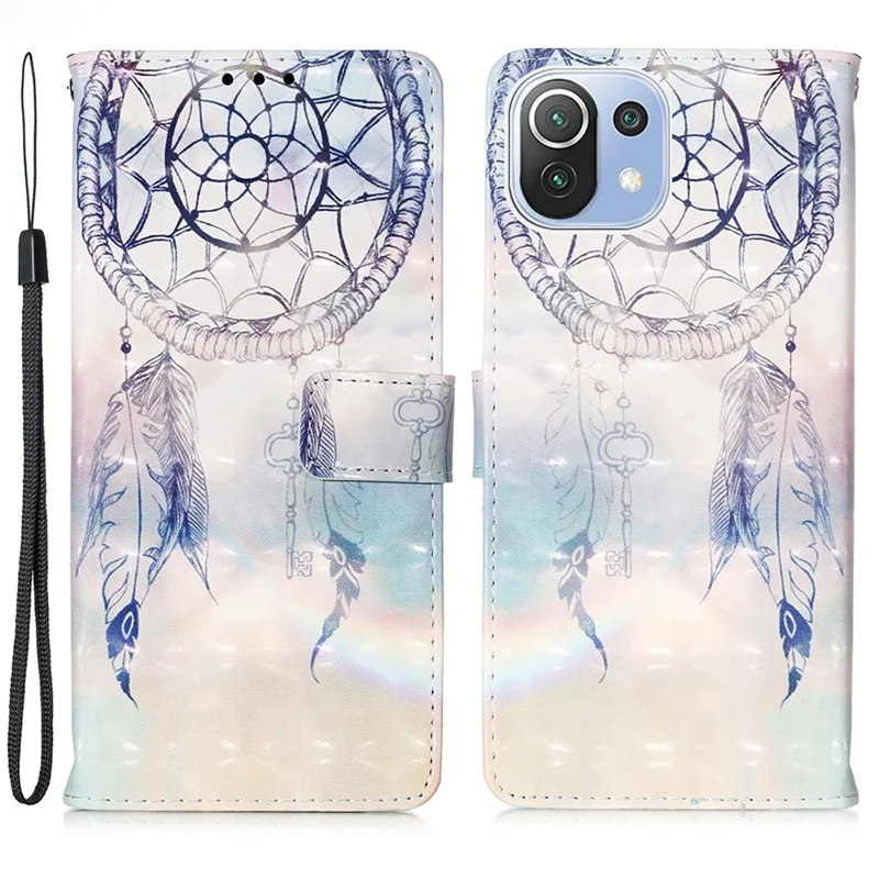 Light Spot Decor Patterned Leather Wallet Case for Xiaomi Mi 11 Lite 4G / 5G / 11 Lite 5G NE - Dream Catcher