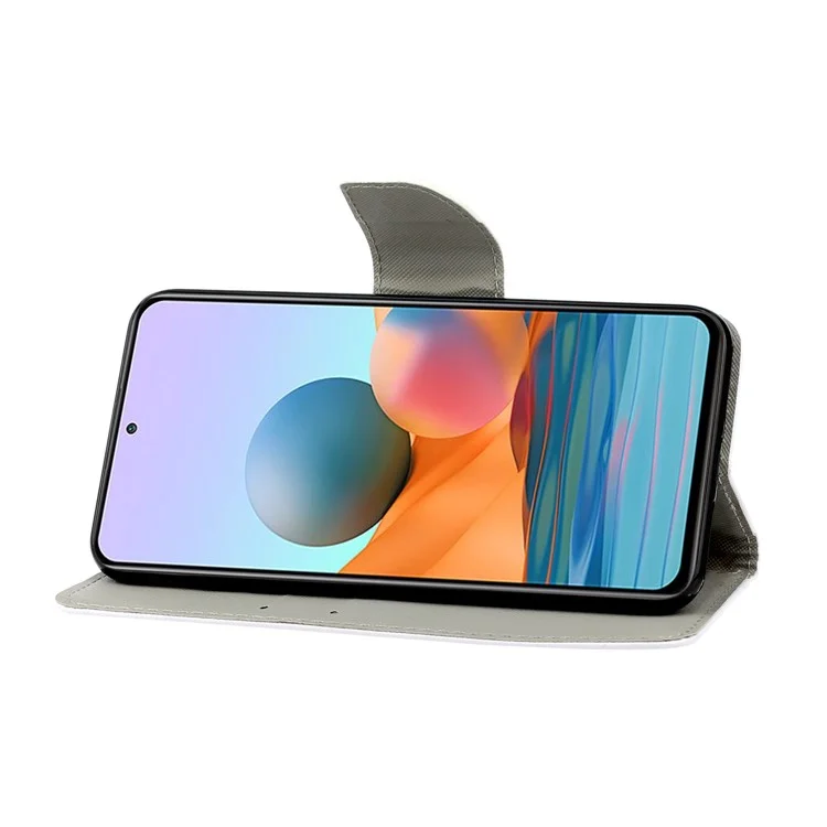 Colorful Pattern Printing PU Leather Wallet Stand Phone Cover Case for Xiaomi Redmi Note 10 Pro/Note 10 Pro Max - Chrysanthemum