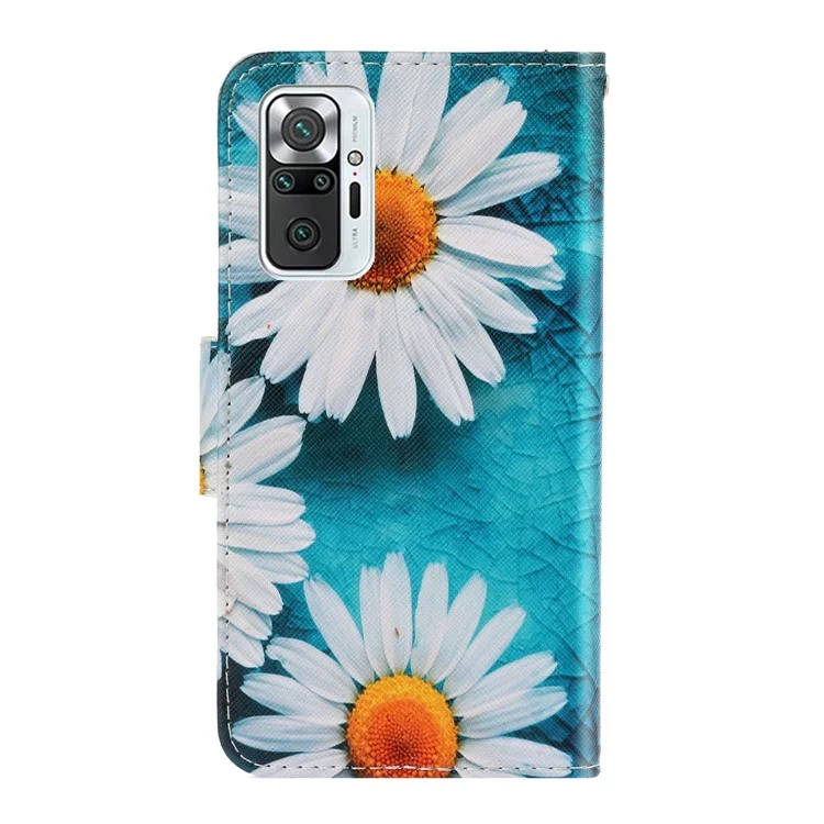 Colorful Pattern Printing PU Leather Wallet Stand Phone Cover Case for Xiaomi Redmi Note 10 Pro/Note 10 Pro Max - Chrysanthemum