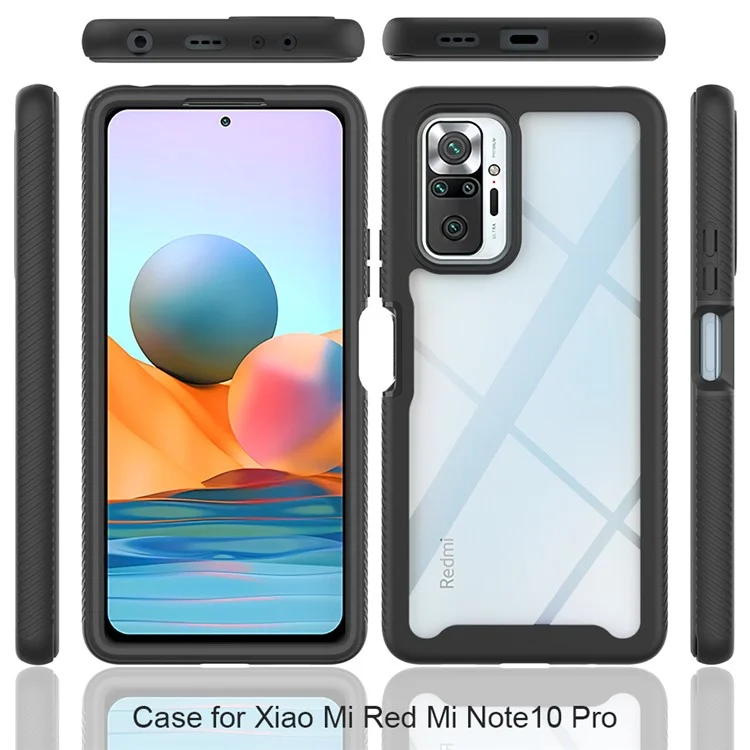ТПУ + гибридный чехол из поликарбоната для мобильного телефона Xiaomi Redmi Note 10 Pro / Note 10 Pro Max, защитная крышка - черный