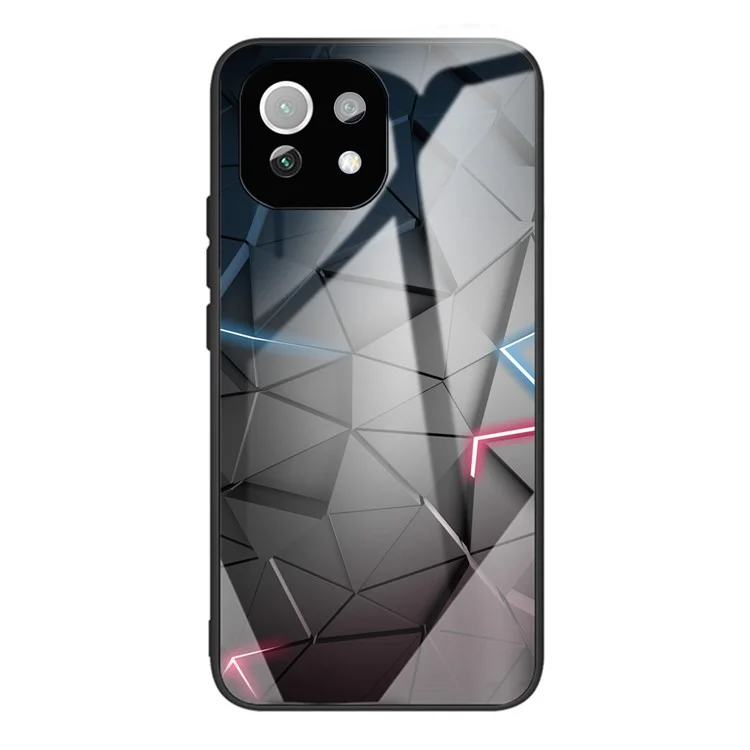 Pattern Printing Tempered Glass + TPU Protection Cell Phone Hybrid Case Cover for Xiaomi Mi 11 Lite 4G / 5G / 11 Lite 5G NE - Geometric Pattern