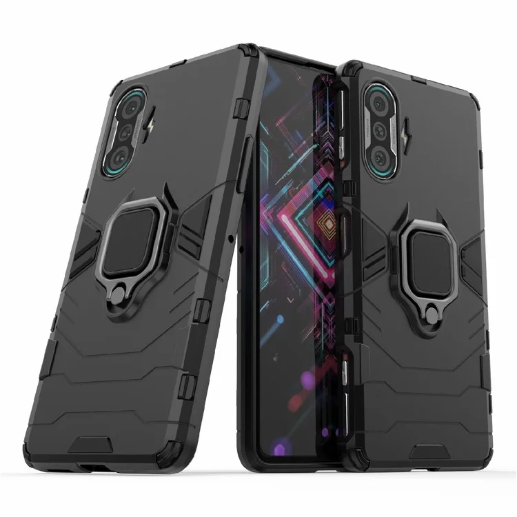 PC TPU Cool Guard Capa Híbrida 2 em 1 com Suporte de Anel para Xiaomi Redmi K40 Gaming - Preto