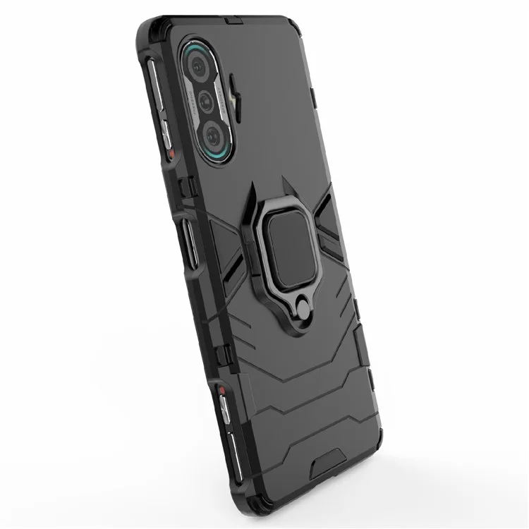 PC TPU Cool Guard Capa Híbrida 2 em 1 com Suporte de Anel para Xiaomi Redmi K40 Gaming - Preto