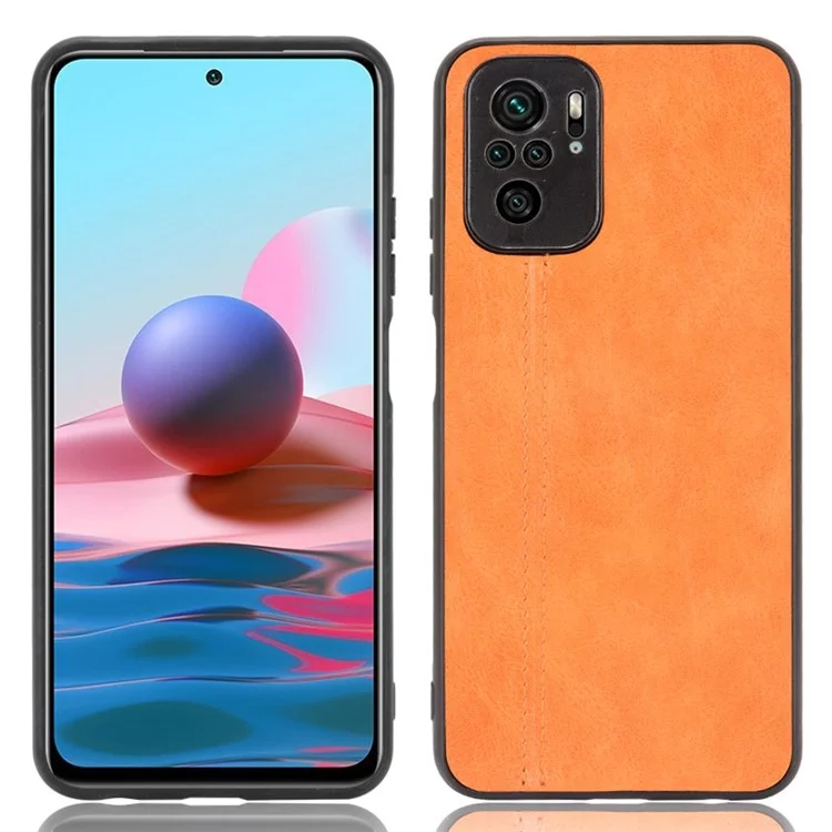 PU Lederbeschichtete PC + TPU -mobiltelefonhülle Für Xiaomi Redmi Note 10 4g / Redmi Note 10s - Gelb