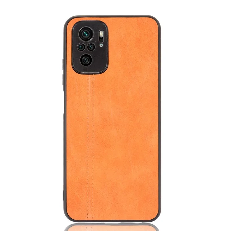 PU Lederbeschichtete PC + TPU -mobiltelefonhülle Für Xiaomi Redmi Note 10 4g / Redmi Note 10s - Gelb