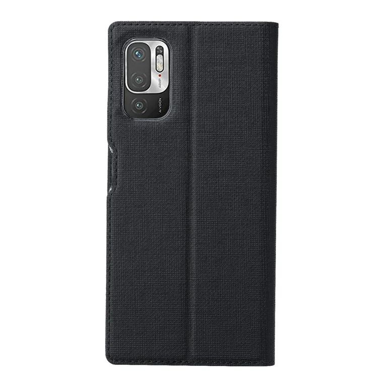 VILI DMX Series Card Holder Design Leather Protector Stand Cover for Xiaomi Redmi Note 10 5G/Poco M3 Pro 4G/Poco M3 Pro 5G - Black