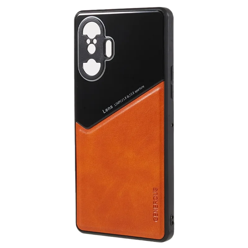 pc Con Recubrimiento de Cuero+tpu Protector de Caja de Teléfonos Móviles Con Hoja de Metal Magnético Para Xiaomi Redmi K40 Gaming - Naranja